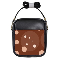 Brown Abstract Design Girls Sling Bags by Valentinaart