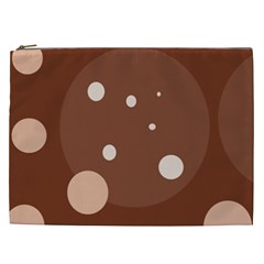 Brown Abstract Design Cosmetic Bag (xxl)  by Valentinaart