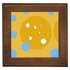 Blue And Yellow Moon Framed Tiles by Valentinaart