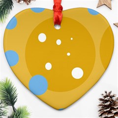 Blue And Yellow Moon Ornament (heart)  by Valentinaart