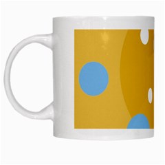 Blue And Yellow Moon White Mugs by Valentinaart