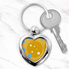 Blue And Yellow Moon Key Chains (heart)  by Valentinaart