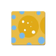 Blue And Yellow Moon Square Magnet by Valentinaart