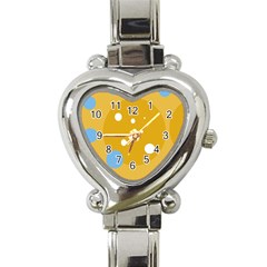 Blue And Yellow Moon Heart Italian Charm Watch by Valentinaart