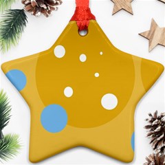 Blue And Yellow Moon Star Ornament (two Sides)  by Valentinaart