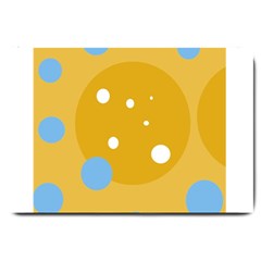 Blue And Yellow Moon Large Doormat  by Valentinaart