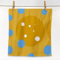 Blue And Yellow Moon Face Towel by Valentinaart