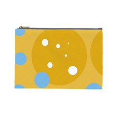 Blue And Yellow Moon Cosmetic Bag (large)  by Valentinaart