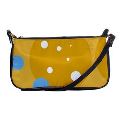 Blue And Yellow Moon Shoulder Clutch Bags by Valentinaart