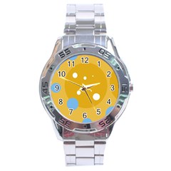 Blue And Yellow Moon Stainless Steel Analogue Watch by Valentinaart