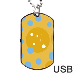 Blue And Yellow Moon Dog Tag Usb Flash (two Sides)  by Valentinaart