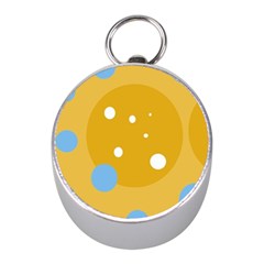 Blue And Yellow Moon Mini Silver Compasses