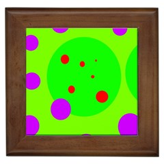 Green and purple dots Framed Tiles