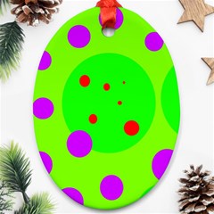 Green and purple dots Ornament (Oval) 