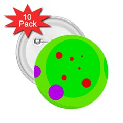 Green and purple dots 2.25  Buttons (10 pack) 