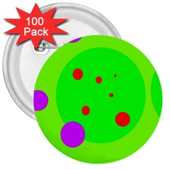 Green And Purple Dots 3  Buttons (100 Pack)  by Valentinaart