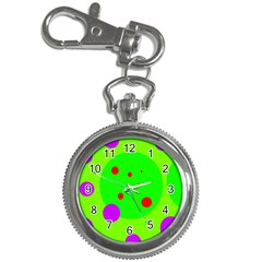 Green And Purple Dots Key Chain Watches by Valentinaart