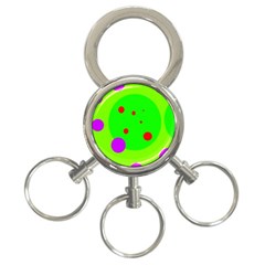 Green and purple dots 3-Ring Key Chains