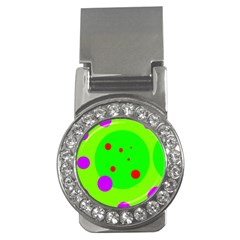 Green And Purple Dots Money Clips (cz)  by Valentinaart