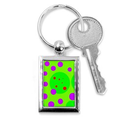 Green And Purple Dots Key Chains (rectangle)  by Valentinaart