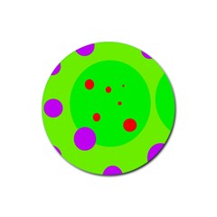 Green and purple dots Rubber Coaster (Round) 