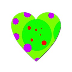 Green and purple dots Heart Magnet