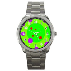 Green and purple dots Sport Metal Watch