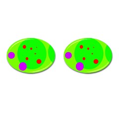 Green and purple dots Cufflinks (Oval)