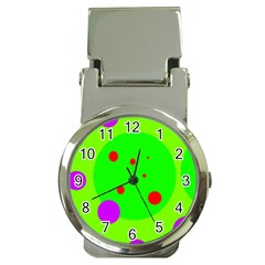 Green and purple dots Money Clip Watches