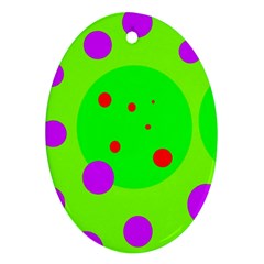 Green And Purple Dots Oval Ornament (two Sides) by Valentinaart