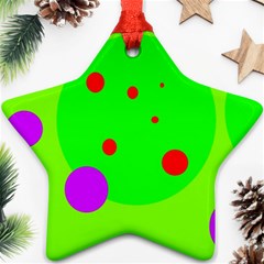 Green and purple dots Star Ornament (Two Sides) 