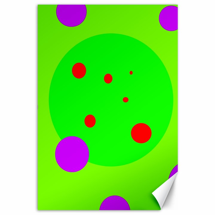 Green and purple dots Canvas 12  x 18  