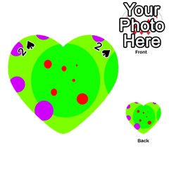 Green And Purple Dots Playing Cards 54 (heart)  by Valentinaart