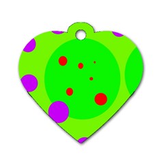 Green And Purple Dots Dog Tag Heart (two Sides) by Valentinaart