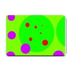 Green And Purple Dots Small Doormat  by Valentinaart