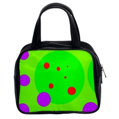 Green And Purple Dots Classic Handbags (2 Sides) by Valentinaart