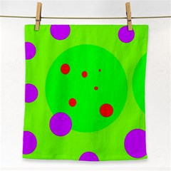 Green and purple dots Face Towel