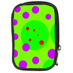 Green and purple dots Compact Camera Cases