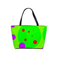 Green and purple dots Shoulder Handbags