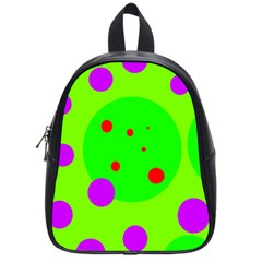 Green And Purple Dots School Bags (small)  by Valentinaart