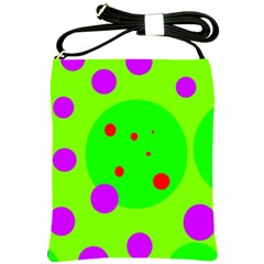 Green and purple dots Shoulder Sling Bags