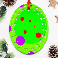 Green and purple dots Ornament (Oval Filigree) 