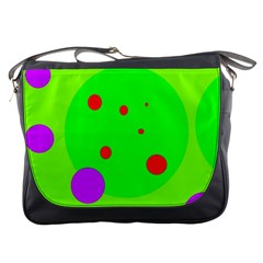 Green and purple dots Messenger Bags