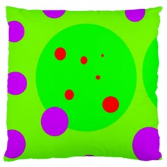 Green and purple dots Large Cushion Case (One Side)