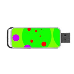 Green And Purple Dots Portable Usb Flash (one Side) by Valentinaart