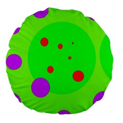 Green and purple dots Large 18  Premium Round Cushions