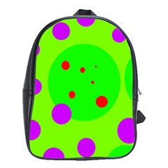 Green and purple dots School Bags (XL) 