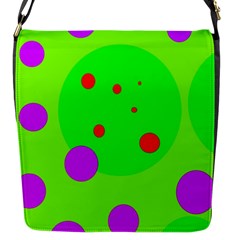 Green and purple dots Flap Messenger Bag (S)