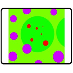 Green And Purple Dots Double Sided Fleece Blanket (medium) 