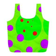 Green and purple dots Full Print Recycle Bags (L) 